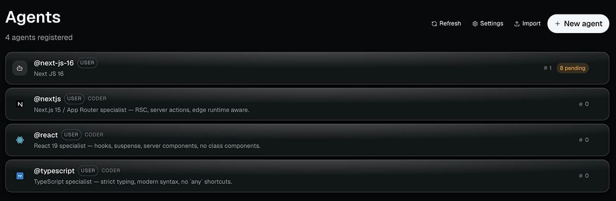 Agent System (@mentions) — preview 1